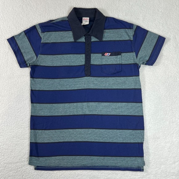 DIESEL 55DSL Polo Shirt Striped Blue Y2K Streetwear Cotton Men's Size L VTG NWT - Picture 1 of 14
